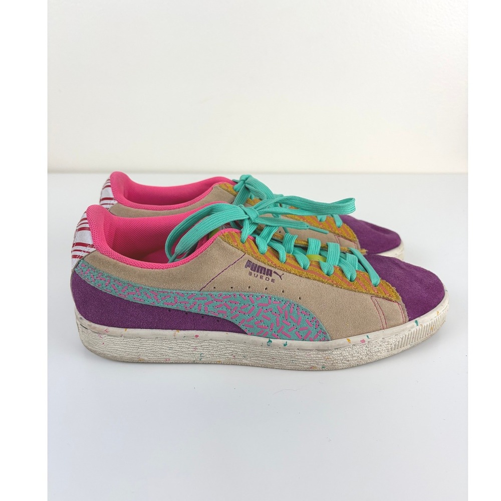 Puma Suede Classic Multicolor Sneakers 367886-01 Purple Pink Teal Size 6